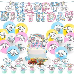 Cinnamoroll tema fødselsdagsfest dekorationer kit - tegneserie anime Kawaii festartikler inkluderer banner, balloner, kage topper, Cinnamoroll Party Favor