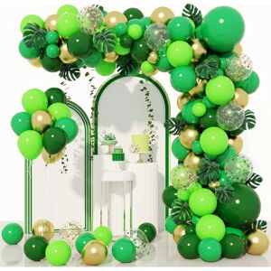 WEIWZI 159 stk Jungle Balloon Garland Arch Kit, Guld Lime Grønne balloner dekoration med kunstige skildpadde blade til Wild One fødselsdagsfest