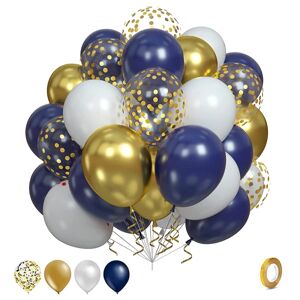 OCEAN 60 balloner i marineblå og guld, 12 tommer marineblå metal krom