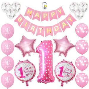Et års fødselsdag dekoration sæt balloner festartikler til drengepige Girl