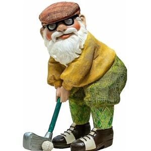 LOST STAR Udendørs golfspiller have-nisse-figur, sjov golf-havenisse-statue, polyresin, farve, nyhed, plænestatue-dekoration til forhave