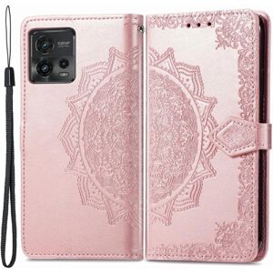 Generic Mandala Motorola Moto G72 Flip Etui - Rødguld Pink