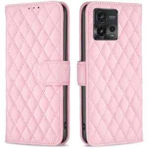 Generic Rhombus mat Motorola Moto G72 flip etui - Pink Pink