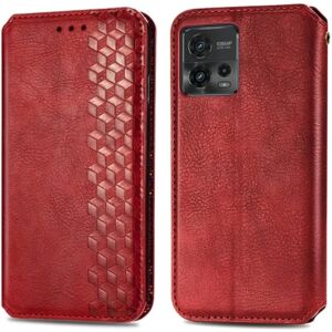 Generic Læder Etui med A Stilfuldt Rhombus Tryk til Motorola Moto G72 - Red