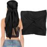 AVANA 35" stort firkantet satin tørklæde - sort, silketørklæde til kvinder til wrap