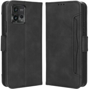 Generic Stilfuldt Læder Etui med Pung til Motorola Moto G72 - Sort Black