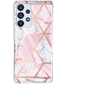 Generic Marble Samsung Galaxy A53 5G Etui - Hvid Gravel / Lyserød Marmor Pink