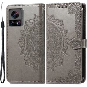 Generic Mandala Motorola Edge 30 Ultra / X30 Pro Flip Etui - Grå Silver grey