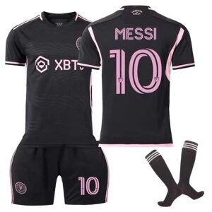 Messi NO.10 Miami International trøje sort udebane fodboldtrøje voksendragt børnesæt XX 24(140-145cm)