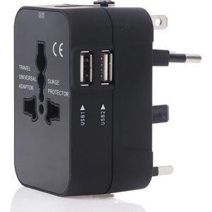 Floveme Universal rejsevægadapter 2 USB Svart