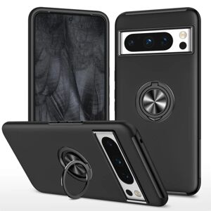 MTK Til Google Pixel 8 Pro Fingerring Kickstand Hybrid Taske - Sort Black