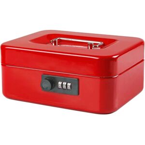 Lille pengekasse med kombinationslås Holdbar metalkasse med pengebakke Sort, 7,87 X 6,3 X 3,35 tommer Red