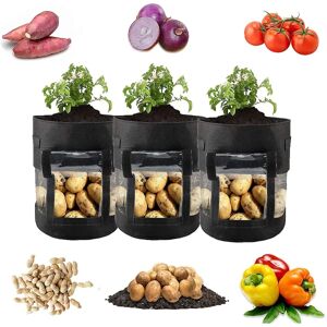 Kartoffel plantepose, Grow Potato Grow Bag, Med Håndtag, Til Plantning af kartoffel/gulerod/tomat planteposer, 3 stk.