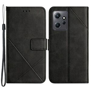 SKALO Xiaomi Redmi Note 12 4G PU læderpung med prægning - Sort Black