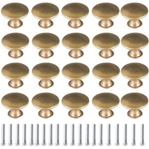 10x Børstet Guld Vintage Messing Dørknopper 30mm Runde Møbler Ha