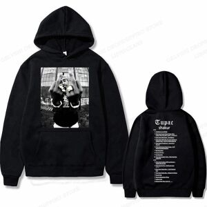 Tupac 2pac Hættetrøje Mænd Kvinder Mode Hættetrøjer Børn Hip Hop Hættetrøjer Kvinder Sweats Drenge Frakker Rapper Sweats Shakur Træningsdragter Punk S 2DF504994-black (7)