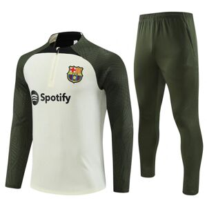 23-24 sæson Barcelona langærmet halvtræksdragt børns fodbold uniform træningsdragt langærmet dragt off white 12