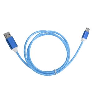 Hurtig opladning USB til TypeC-kabel med LED Light Up Flow (blå)