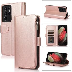 Floveme Samsung Galaxy S21 Ultra - Stilfuldt glat pung etui Roséguld