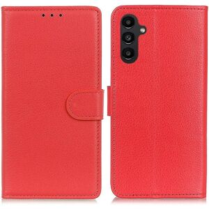 SKALO Samsung A14 4G/5G Litchi Flip Cover - Rød Red