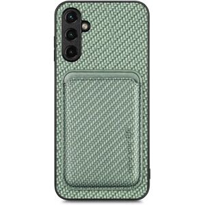 SKALO Samsung A14 4G/5G Carbon Fiber Cover med kortholder - Grøn Green