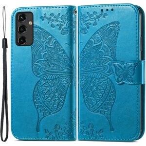 SKALO Samsung A14 4G/5G Mandala Butterfly Flip Cover - Blå Blue