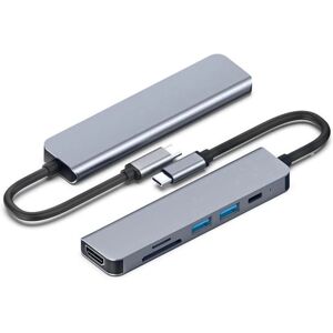 USB C Dongle, 6 i 1 SB C Hub Adapter til 4KHDMI med USB Multiport 2.0 3.0 Port SD/TF-kortlæser Kompatibel til bærbare computere Spilkonsoller Type C-enheder