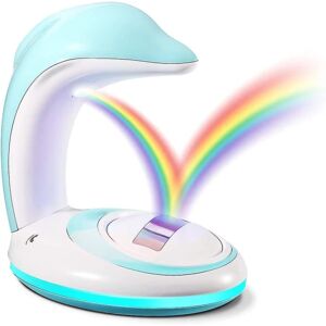 Dolphin Rainbow projektionslampe, plug-in usb regnbueprojektor, farvelampe, drømmenatslampe, babysengelampe, sengelampe til børneværelset