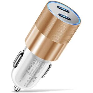 40W USB C Hurtig Biloplader 2 Porte Adapter Dual Type C GULD gold