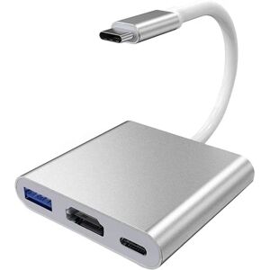 AIZHENCHEN USB C til HDMI Adapter 4K, 3 i 1 Multiport HDMI 4K/USB 3.0/Type C PD-opladningsport USB C Hub-kompatibel, Ultra HD-understøttelse af Mac Book/Chrome Book osv.