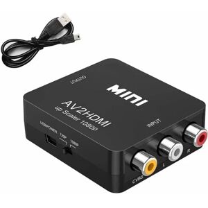 CAIFU AV til HDMI-omvandlare, med USB-ladningskabel til PC Laptop Mini Xbox PS2 PS3 TV STB VHS VCR Kamera DVD