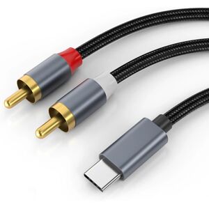 INF USB-C til 2x RCA stereolydkabel Grå 1.2 m Grå 1.2 m