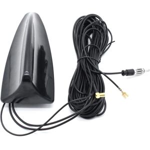 Universal Car Antenne Shark Fin Antenne Biltag Antenne Shark Type DAB+ AM/FM Active Signal SMB Hun DIN-stik 5m Sort, Model: Sort