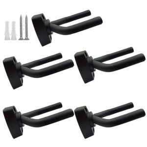 5 Pack Black Guitar Hanger Holder Vægmonteret Display med Skruer Passer til guitarer