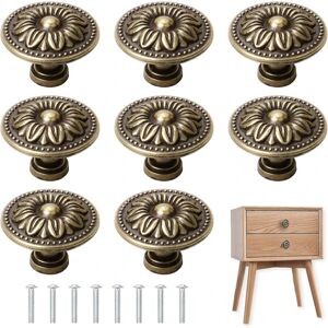 FMYSJ Pakke med 8 vintage antik bronze skabsknopper til skab, garderobe, møbler, 30 mm diameter (FMY)