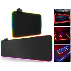 Gaming Mousepad med LED lys - RGB - Vælg størrelse Sort Black 80x30 cm