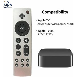 Universal Erstatningsfjernbetjening Passer til Apple Tv Fjernbetjening 4k/ Hd A2169 A1842 A1625 A1427 A1469 A1378 A1218 Uden stemme [DB] Til Apple TV