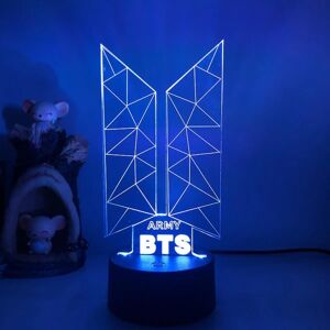 BATTERY Qinwei 3d Led Nattljus Bts Singer Youth League 3d Illusion Lampa Fjärrkontroll For Fans Sovrum Inredning --- Stil B2black Seat null ingen