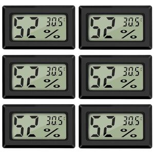 Mwin LCD digital temperatur luftfuktighed meter termometer, mini digital termometer hygrometer 6-pack – fyrkantig