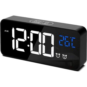 Digitalt vækkeur, LED digitalt ur Digitalt vækkeur Temperatur/Snooze/2 alarmer/12/24 timer/USB-opladningsport/10 musik