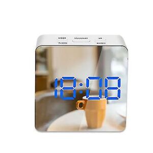 Digitalt vækkeur Bordur Wake Up Light Home Decor Led Digital Mirror Clock Blue