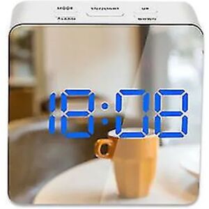 Digitalt vækkeur Bordur Wake Up Light Home Decor Led Digital Mirror Clock Red