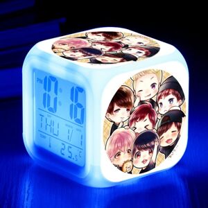 BTS Digital Alarm Clock (A), Colorful Lights Alarm Clock Square Cl