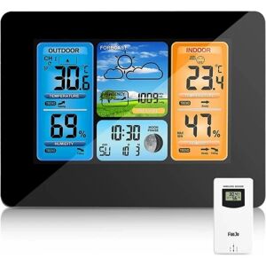 Trådløs vejrstation, temperaturbarometer Digitalt indendørs temperaturbarometer for udendørsbrug med udendørsväckarklocka med barometertryk (svart)