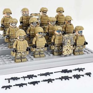 12 stk Camouflage specialstyrker figurer, mini soldater militærbase legetøj med våben