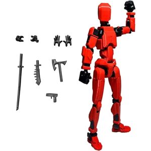 T13 Action Figur, Titan 13 Action Figur med 4 typer våben og 3 typer hænder, T13 3D Printet Multi-Jointed Action Figur Red-Black