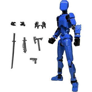 T13 Action Figur, Titan 13 Action Figur med 4 typer våben og 3 typer hænder, T13 3D Printet Multi-Jointed Action Figur Blue-Black