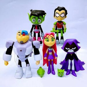 7 stk/sæt Teen Titans Go Robin Cyborg Beast Boy Raven Action Figur Legetøj Kid Gift