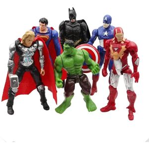 6 stk Marvel Dc Superhero Pvc Action Figur Superman Iron-man Captain America Batman Hulk Thor Legesæt Dukker Legetøj Børn Fans Gave