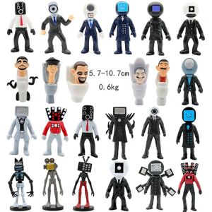 24 stk Skibidi Toilet Action Figurer Sæt Sjovt Spil Toiletmand Kameramand Speakerman Kage Toppers Boligdekoration Legetøj Gaver